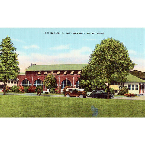 Linen Postcard - Service Club,Fort Benning - Georgia