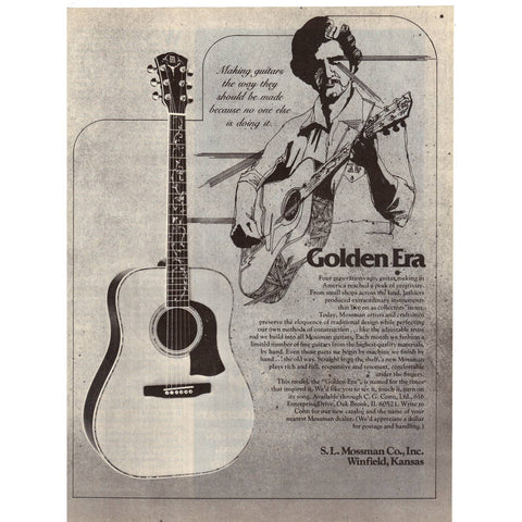 Vintage 1977 Print Ad for Mossman Guitars