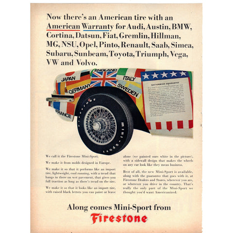 Vintage 1971 Firestone Mini-Sport Tires Print Ad