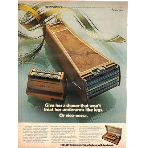 Vintage 1971 Print Ad for Remington Ladies Razor and Dewar's White Label Scotch - Wall Art