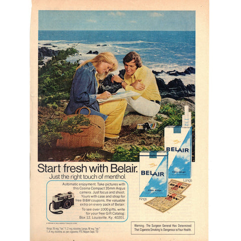 Vintage 1974 BelAir Cigarettes Print Ad