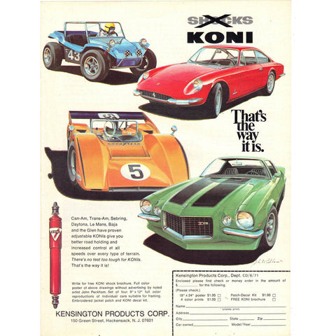 Vintage 1971 Koni Shock Absorbers Print Ad