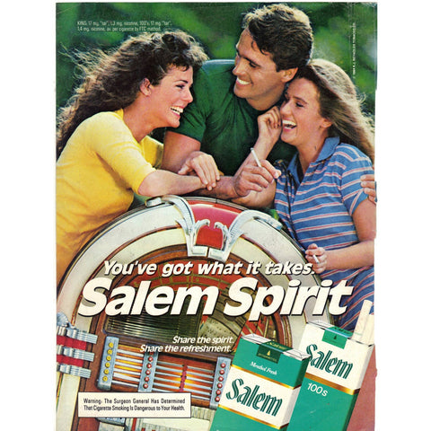 Vintage 1984 Salem Cigarettes and Champion Spark plugs Print Ad