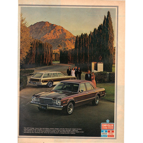 Vintage 1977 Print Ad for Dodge Aspen Station Wagon and Plymouth Volare