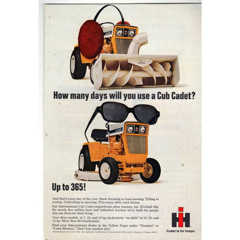 Vintage Print Ad - 1969 for Cub Cadet