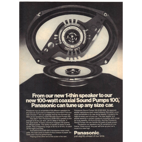 Vintage 1980 Print Ad for Panasonic Sound Pumps 100 Speakers and Salem Cigarettes