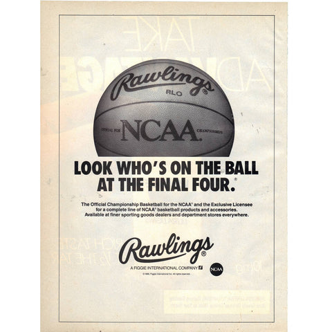 Vintage 1989 Print Ad for Rawlings Basketballs