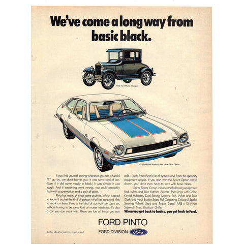 Vintage 1972 Print Ad for Ford Pinto