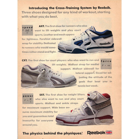 Vintage 1989 Print Ad for Reebok Cross-Trainer Shoes