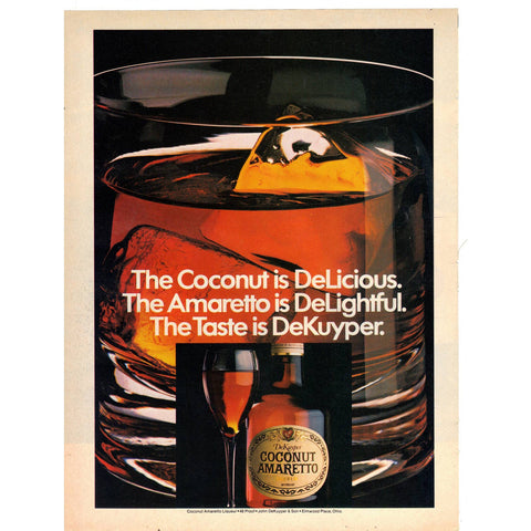 Vintage 1982 DeKuyper Coconut Amaretto Print Ad