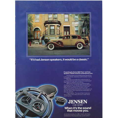Vintage 1984 Print Ad for Jensen 3000 Triax Speakers and Clarion Car Audio