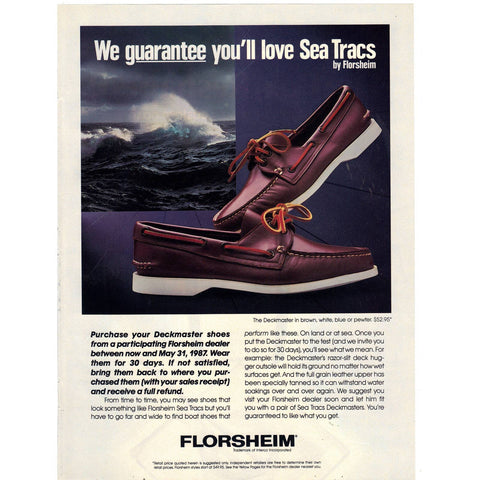 Vintage 1987 Print Ad for Sea Tracs by Florsheim and Salem Lights 100's