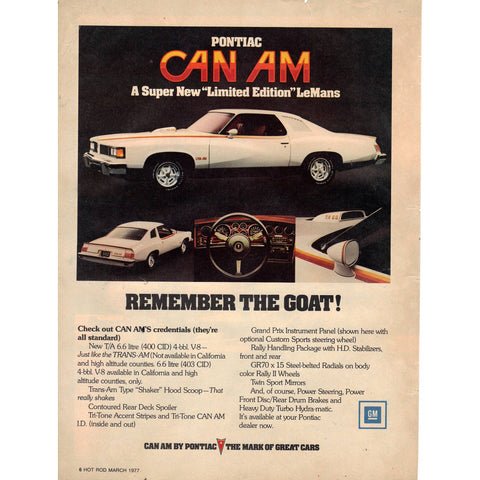 Vintage 1977 Print Ad for the 1980 Pontiac Can Am