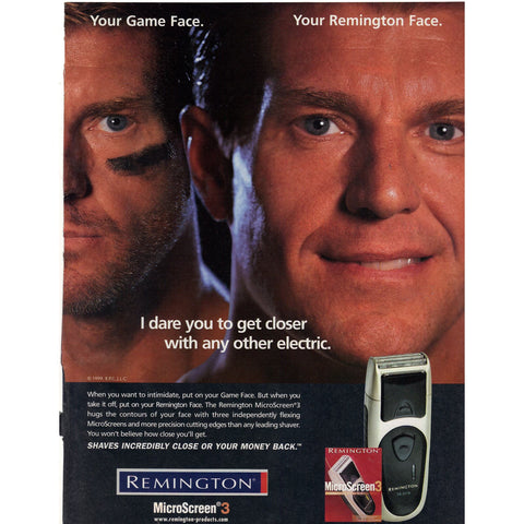 Vintage 1999 Print Ad for Remington Microscreen 3 Razor and Sega Bass Fishing Game