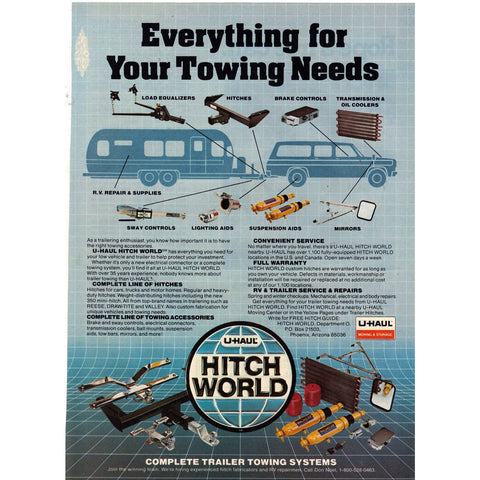 Vintage 1982 Print Ad for U-Haul Hitch World