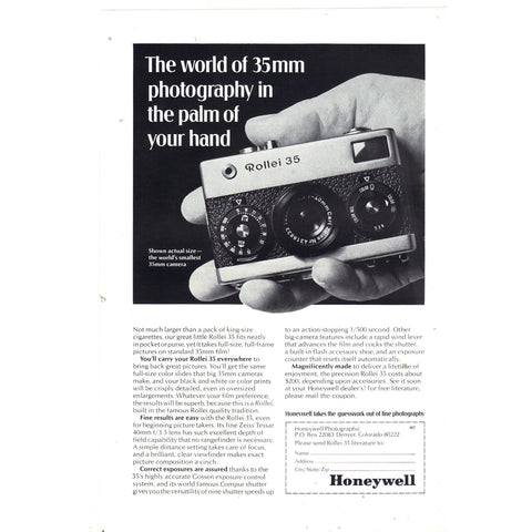 Vintage Print Ad - 1969 for Honeywell Rollei 35 Camera