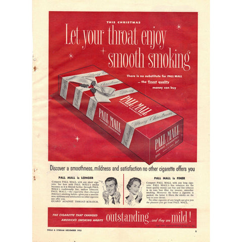 Vintage 1953 Print Ad for Pall Mall Cigarettes