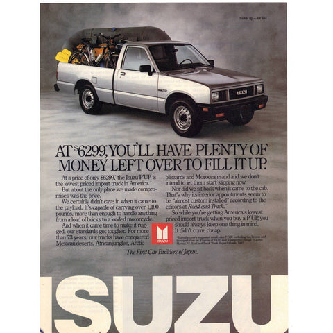 Vintage 1987 Isuzu P'Up Print Ad
