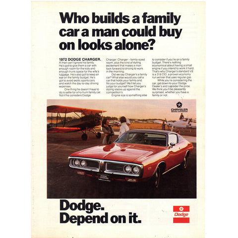 Vintage 1971 Print Ad for the 1972 Dodge Charger
