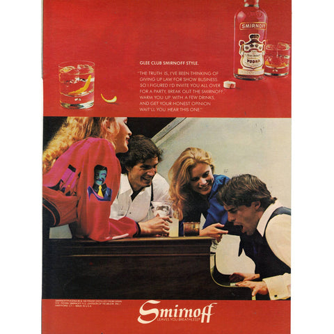 Vintage 1981 Print Ad for Smirnoff Vodka Piano Party