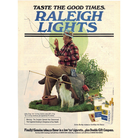 Vintage 1979 Print Ad for Raleigh Lights Cigarettes