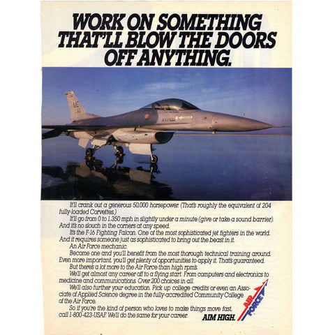 Vintage 1989 Print Ad for Air Force Recruitment