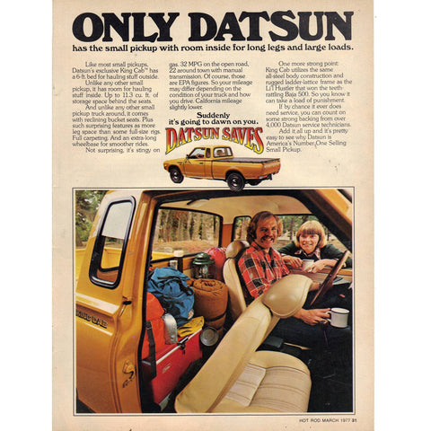 Vintage 1977 Print Ad for Datsun King Cab