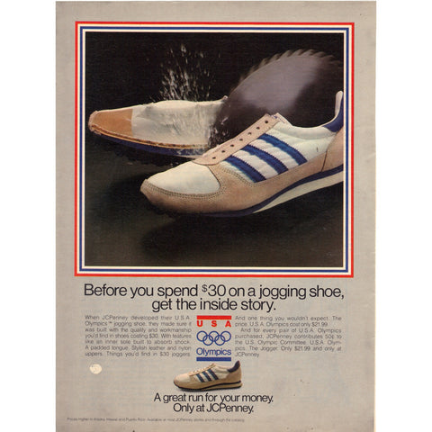Vintage 1980 Print Ad for Olympics Jogging Shoes by JC Penney