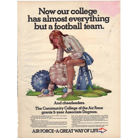 Vintage 1977 Print Ad for Air Force Recruitment and Royal Crown