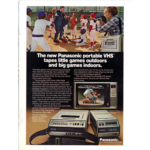 Vintage 1979 Print Ad for Panasonic Portable VHS and Kool Cigarettes