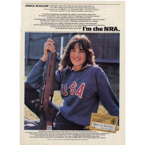 Vintage 1982 Print Ad for The NRA with Janice Schuler