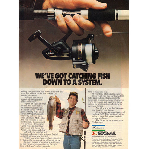 Vintage 1982 Print Ad for Shakespeare Sigma Fishing Reel