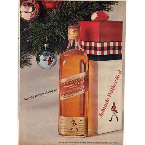 Vintage 1971 Print Ad for Johnnie Walker Red and Arrow Shirts