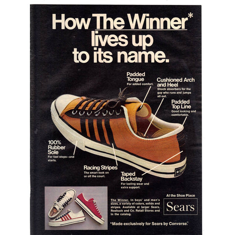 Vintage 1972 Print Ad for "The Winner" by Converse for Sears