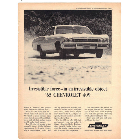 Vintage 1964 Chevrolet 409 Print Ad
