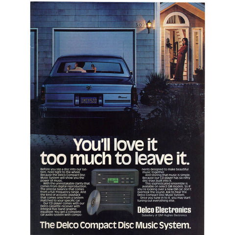Vintage 1987 Print Ad for Delco Compact Disc Music System