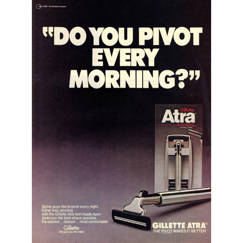 Vintage 1980 Print Ad for Gillette Atra Razors