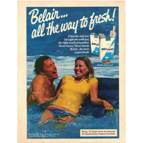 Vintage 1978 BelAir Cigarettes Print Ad