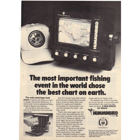 Vintage 1982 Print Ad for Hummingbird Depth Finder
