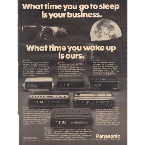 Vintage 1977 Print Ad for Panasonic Clock Radios