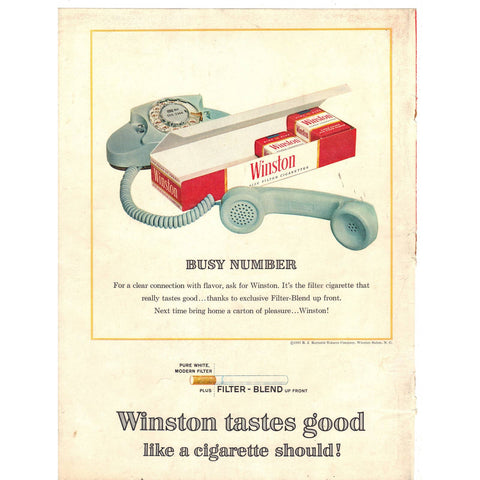 Vintage 1963 Winston Cigarettes and Old Forester Bourbon Print Ad