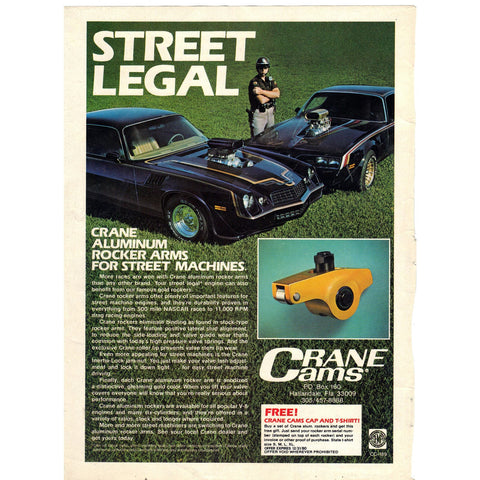 Vintage 1980's Print Ad for Crane Aluminum Rocker Arms