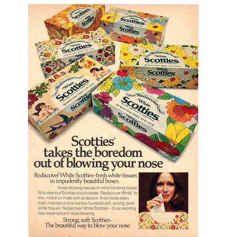 Vintage 1973 Print Ad for Scotties Tissues
