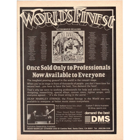 Vintage 1977 Print Ad for DMS Guitar Strings