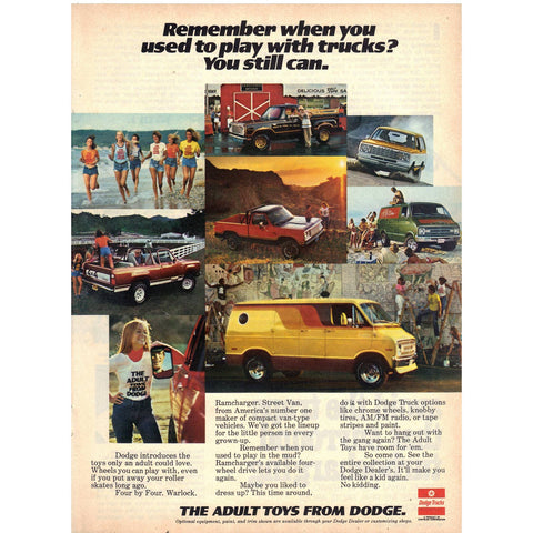 Vintage 1977 Print Ad for Dodge Trucks and Vans
