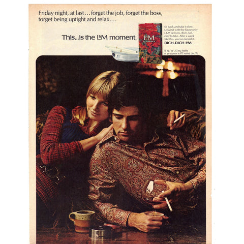 Vintage 1971 Print Ad for L & M Cigarettes