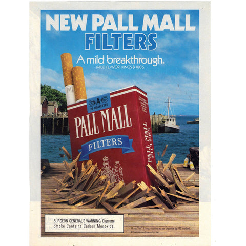 Vintage 1987 Print Ad for Pall Mall Filter Cigarettes