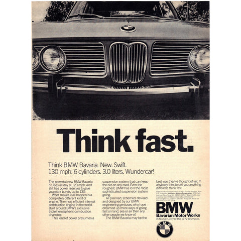 Vintage 1971 BMW Bavaria Print Ad