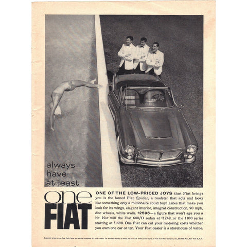 Vintage 1962 Fiat Spider Print Ad