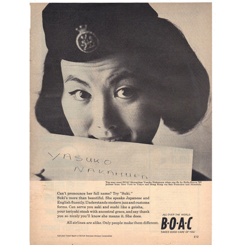 Vintage 1963 BOAC Airlines Print Ad